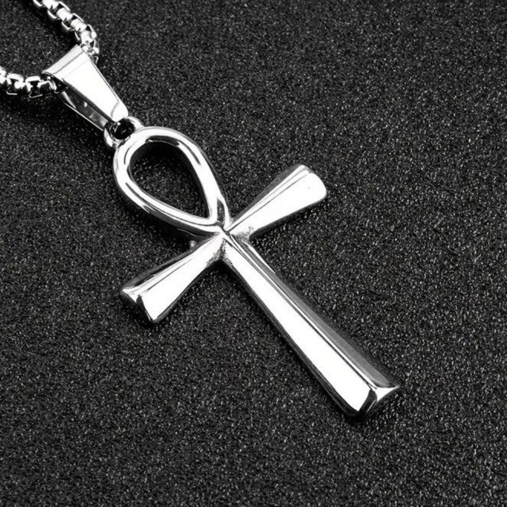 Ankh Egyptian Necklace African American Black Silver Birthday Anniversary Gift